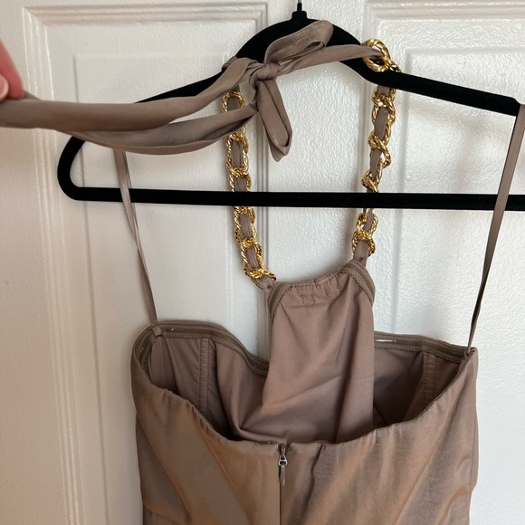 NWT BCBGMAXAZRIA Milania Chain Link Halter Maxi Dress, size 8 - Picture 5 of 8